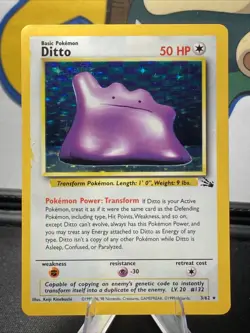 Pokemon TCG Ditto 3/62 Fossil Unlimited Holo Rare Vintage 1999 WOTC - Image 1