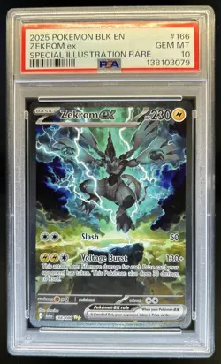 2025 Pokemon Black Bolt Zekrom ex Special Illustration Rare #166/086 PSA 10 - Image 1