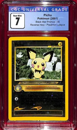 CGC 7 1999 Star Pokemon Wizards of the Coast Black Promos Pichu #35 - Image 1