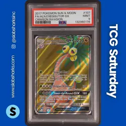 2017 POKEMON SUN MOON CRIMSON INVASION #107/111 ALOLAN EXEGGUTOR FULL ART PSA 9 - Image 1