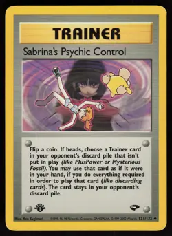 Sabrina's Psychic Control 121/132 Uncommon Gym Challenge 1st Edition Pokemon - Image 1