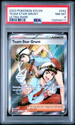 2023 POKEMON SVI EN-SCARLET & VIOLET ULTRA RARE #242 TEAM STAR GRUNT PSA 8 - Image 1