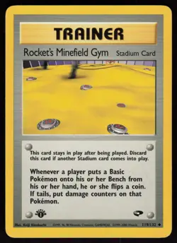 Rocket's Minefield Gym 119/132 Uncommon Gym Challenge 1st Edition Pokemon - Image 1