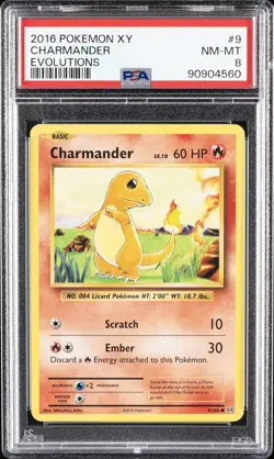 2016 POKEMON XY EVOLUTIONS #9 CHARMANDER PSA 8 - Image 1