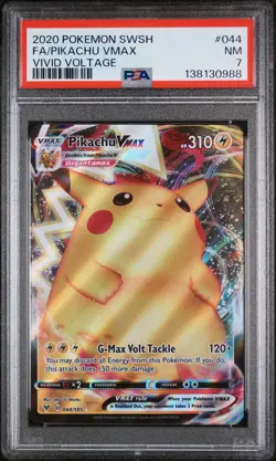 2020 POKEMON SWORD & SHIELD VIVID VOLTAGE #044 FULL ART/PIKACHU VMAX PSA 7 - Image 1