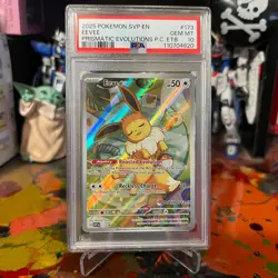 Pokemon 2025 SVP Prismatic Evolutions Pokemon Center ETB Promo Eevee #173 PSA 10 - Image 1