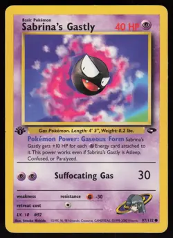 Sabrina's Gastly 97/132 Common Gym Challenge 1st Edition Pokemon - Image 1