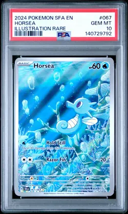 2024 POKEMON SFA EN-SHROUDED FABLE ILLUSTRATION RARE #067 HORSEA PSA 10 - Image 1