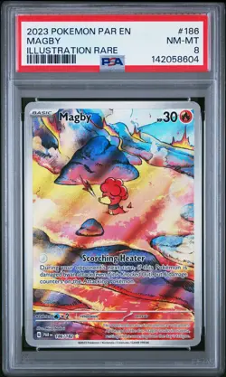 2023 POKEMON PAR EN-PARADOX RIFT ILLUSTRATION RARE #186 MAGBY PSA 8 - Image 1