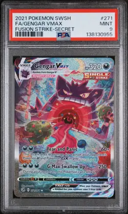 2021 POKEMON SWORD & SHIELD FUSION STRIKE SECRET #271 FULL ART/GENGAR VMAX PSA 9 - Image 1