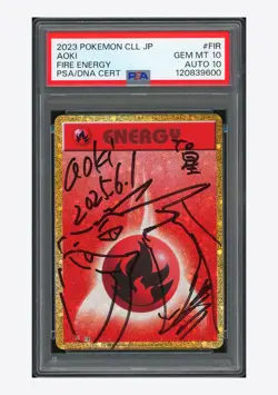 Pokemon PSA 10 AUTO 10 Fire Energy Holo Aoki 2023 #FIR CLL Japanese - Image 1