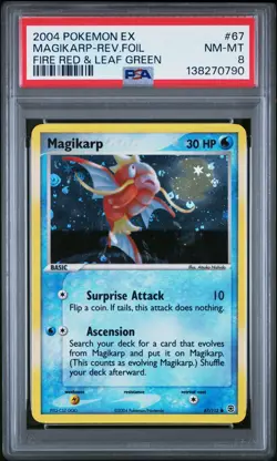 2004 POKEMON EX FIRE RED & LEAF GREEN #67 MAGIKARP-REVERSE FOIL PSA 8 - Image 1