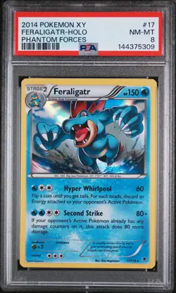 2014 POKEMON XY PHANTOM FORCES #17 FERALIGATR-HOLO PSA 8 - Image 1
