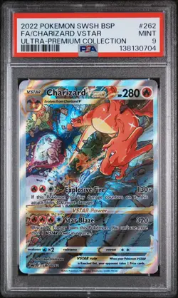2022 POKEMON SWSH BLACK STAR PROMO #262 FULL ART/CHARIZARD VSTAR PSA 9 - Image 1