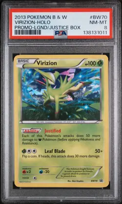 2013 POKEMON B&W PROMO LEGENDS OF JUSTICE BOX #BW70 VIRIZION-HOLO PSA 8 - Image 1