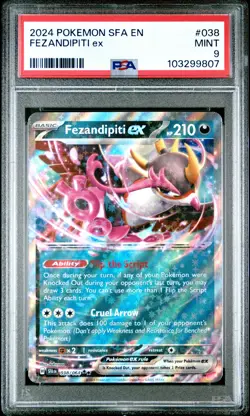 2024 POKEMON SFA EN-SHROUDED FABLE #038 FEZANDIPITI EX PSA 9 - Image 1