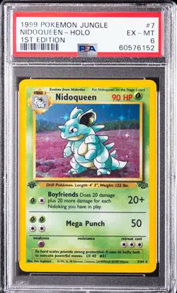 1999 POKEMON JUNGLE 1ST EDITION #7 NIDOQUEEN-HOLO PSA 6 - Image 1