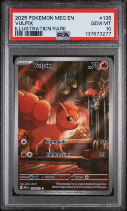 2025 POKEMON MEG EN-MEGA EVOLUTION ILLUSTRATION RARE #138 VULPIX PSA 10 - Image 1