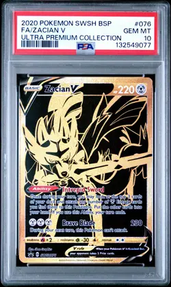 2020 POKEMON SWSH PROMO ULTRA PREMIUM COLLECTION #076 FULL ART/ZACIAN V PSA 10 - Image 1