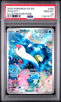 2023 POKEMON SVI EN-SCARLET & VIOLET ILLUSTRATION RARE #206 WIGLETT PSA 10 - Image 2