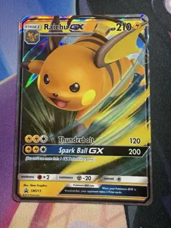 Pokemon TCG Raichu GX Black Star Promo SM213 Holo Card NM Condition - Image 1