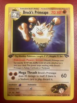 Brock's Primeape 35/132 Gym Challenge Regular First Edition Pokemon Card - Image 1