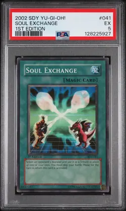 2002 YU-GI-OH! STARTER DECK: YUGI 1ST EDITION #041 SOUL EXCHANGE PSA 5 - Image 1