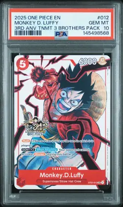 2025 ONE PIECE 3RD ANV TOURNAMENT 3 BROTHERS PACK #012 MONKEY D. LUFFY PSA 10 - Image 1
