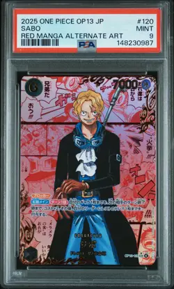 2025 ONE PIECE JPN OP13-CARRYING ON HIS WILL RED MANGA ALTERNATE ART SABO PSA 9 - Image 1