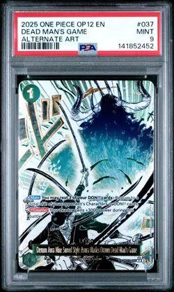 2025 ONE PIECE OP12-LEGACY OF THE MASTER ALT ART #037 DEAD MAN'S GAME PSA 9 - Image 1