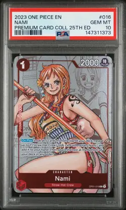 2023 ONE PIECE BANDAI PREMIUM CARD COLLECTION 25TH EDITION #016 NAMI PSA 10 - Image 1