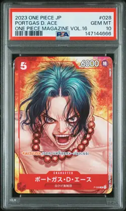 2023 ONE PIECE JPN PROMOS ONE PIECE MAGAZINE VOL.16 #028 PORTGAS D. ACE PSA 10 - Image 1