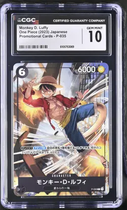 CGC 10 GEM MINT Japanese ONE PIECE 2023 MONKEY D. LUFFY P-035 PROMO MEET NR4 - Image 1
