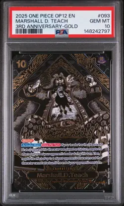 2025 ONE PIECE OP12-LEGACY OF THE MASTER 3RD ANNIV-GOLD MARSHALL D. TEACH PSA 10 - Image 1