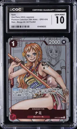 2022 ONE PIECE JPN PREMIUM COLLECTION 25TH ANNIVERSARY #OP01-016 NAMI CGC 10 - Image 1