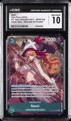 2023 ONE PIECE PC: BEST SELECTION VOL. 1 ALTERNATE ART #OP02-036 NAMI CGC 10 - Image 1