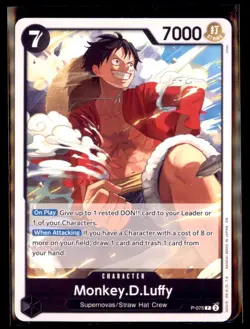 One Piece The Best- Vol. 2 P-075 Monkey D. Luffy Non Holo 2 card lot - Image 1