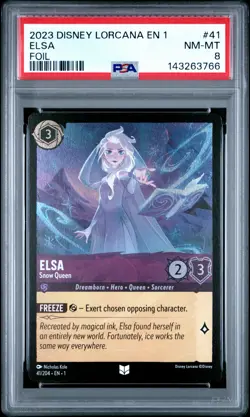 2023 DISNEY LORCANA EN 1-THE FIRST CHAPTER FOIL #41 ELSA SNOW QUEEN PSA 8 - Image 1