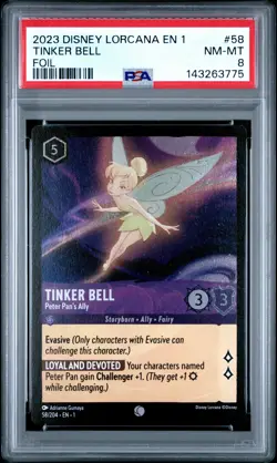 2023 DISNEY LORCANA THE FIRST CHAPTER FOIL TINKER BELL PETER PAN'S ALLY PSA 8 - Image 1