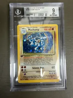 1999 1st Edition Base Set Machamp Pokemon Card 8/102 BGS 9 Graded Mint - Image 1