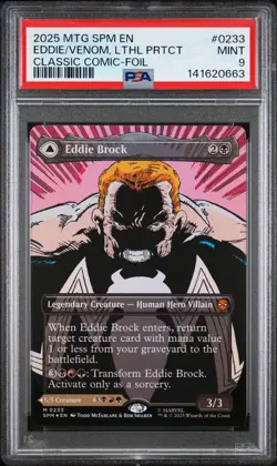 2025 MTG MARVEL'S SPIDER-MAN #0233 EDDIE BROCK/VENOM, LETHAL PROTECTOR PSA 9 - Image 1