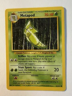 Metapod 054/102 Common Base Set Unlimited WoTC LP Pokemon - Image 1