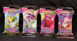 Pokemon Fusion Strike Sleeved Booster Pack Complete ART SET of 4 Packs SEALED - Image 1