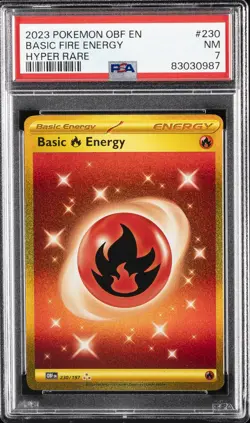 2023 POKEMON OBF EN-OBSIDIAN FLAMES HYPER RARE #230 BASIC FIRE ENERGY PSA 7 - Image 1