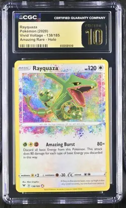 Rayquaza *CGC PRISTINE 10* Amazing Rare *Vivid Voltage* #138 *2020* Pokemon - Image 1