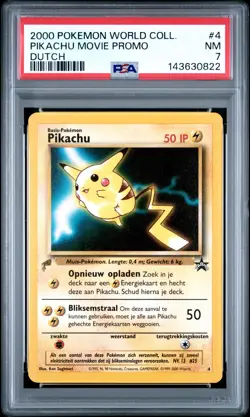 2000 POKEMON PIKACHU WORLD COLLECTION DUTCH #4 PIKACHU MOVIE PROMO PSA 7 - Image 1