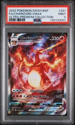 2022 POKEMON SWSH BLACK STAR PROMO #261 FULL ART/CHARIZARD VMAX PSA 9 - Image 1
