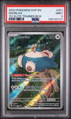 2023 POKEMON SVP EN-SV BLACK STAR PROMO 151 ELITE TRAINER BOX #051 SNORLAX PSA 9 - Image 1