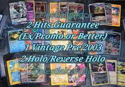 ☆Pokemon Mystery Pack 2x Guaranteed Hits + 1 Vintage Card English No Duplicates☆ - Image 1