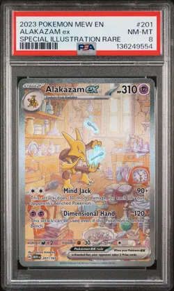 2023 POKEMON MEW EN-151 SPECIAL ILLUSTRATION RARE #201 ALAKAZAM EX PSA 8 - Image 1